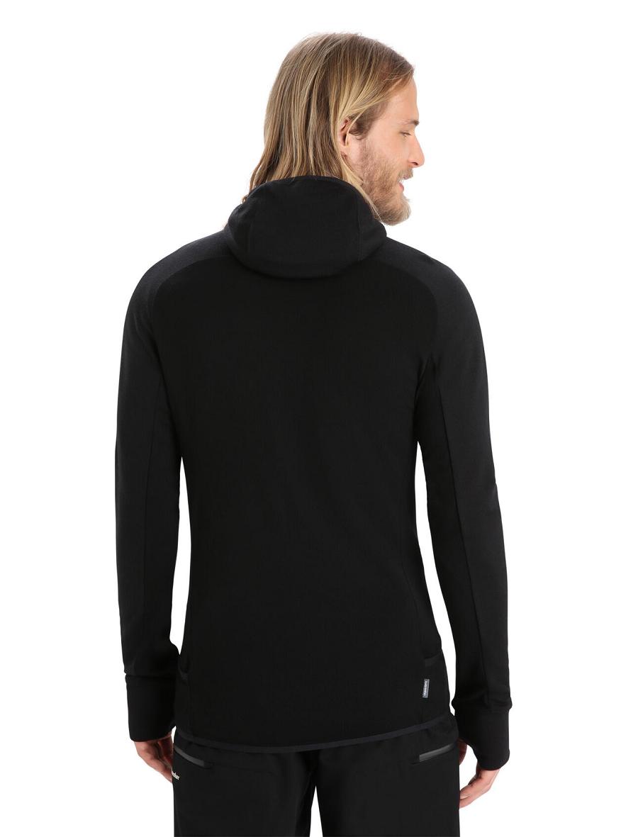 Men's Icebreaker ZoneKnit™ Merino Long Sleeve Zip Hoodie Black | CA 1673UZGT